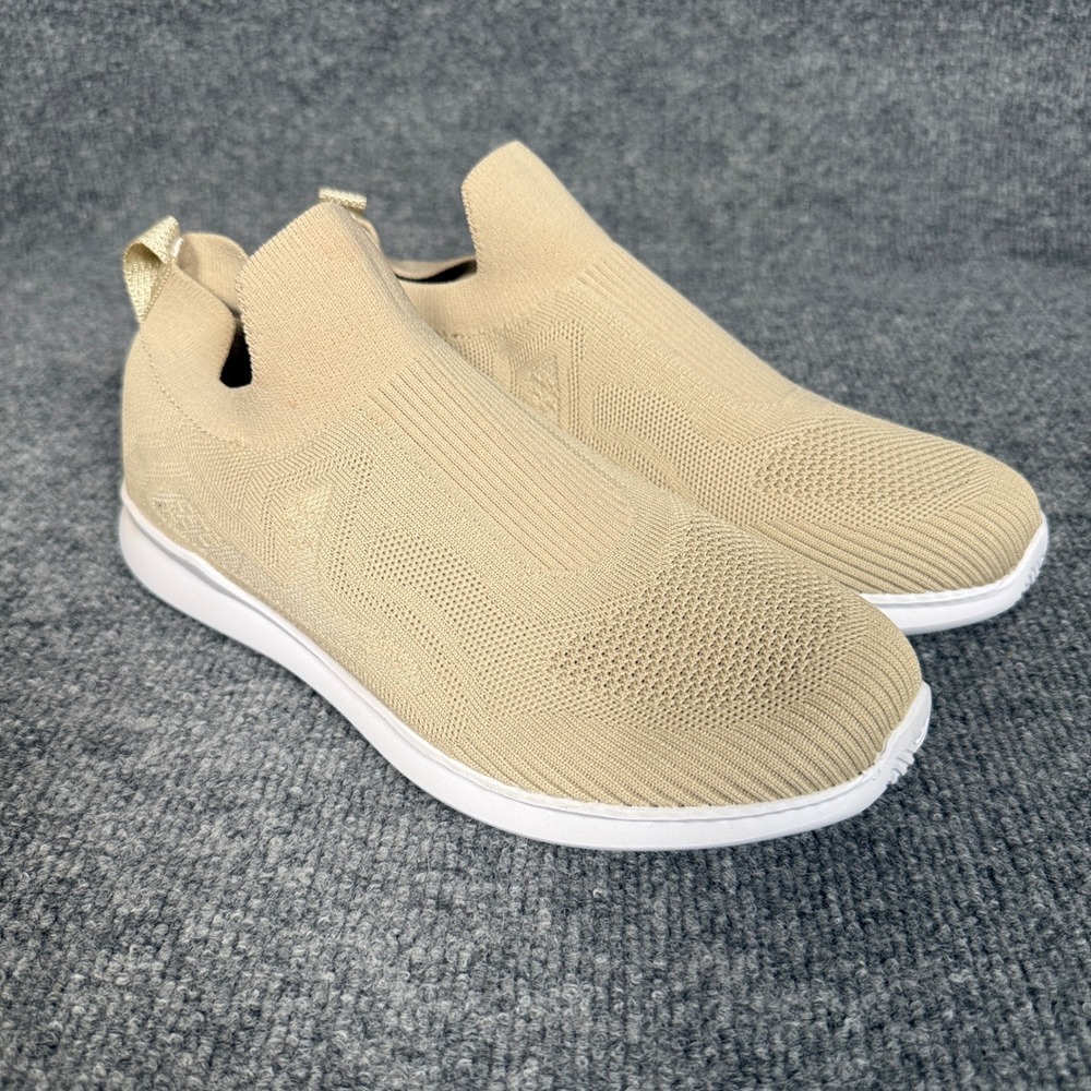 Propet Womens Sz 8 Slip On Shoes Cream Tan Breathable Travelbound Stretch Casual